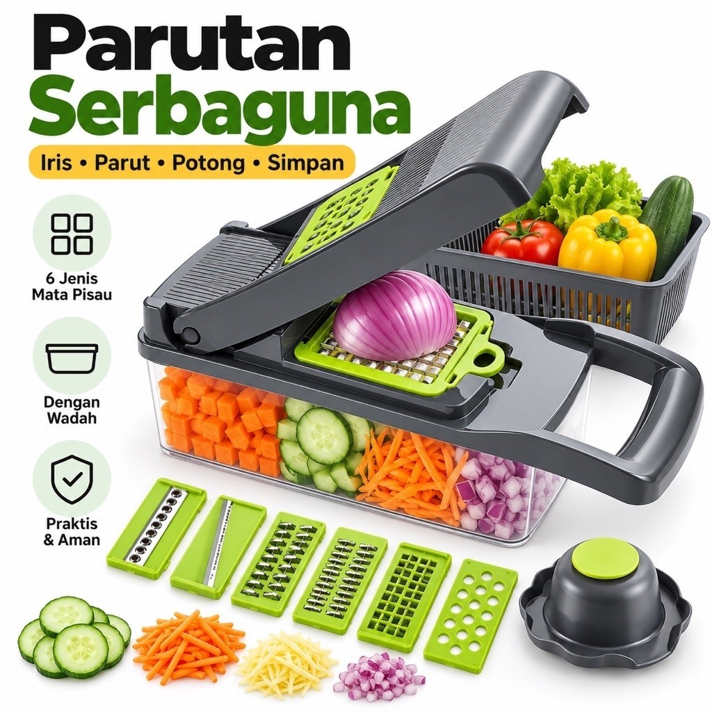 Foto KUSUMA HOME SOLUTION Pemotong Sayur Multifungsi 12 In 1 Slicer Chopper Bawang