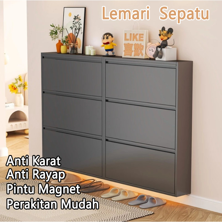 Foto Winforkid Rak-Sepatu-Besi-Lemari-Sepatu-Susun-Tertutup-Rak-Sepatu-Besi