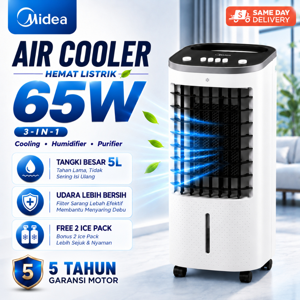Foto Midea Air Cooler Midea Low Watt AC100-25B/BR 5 Liter