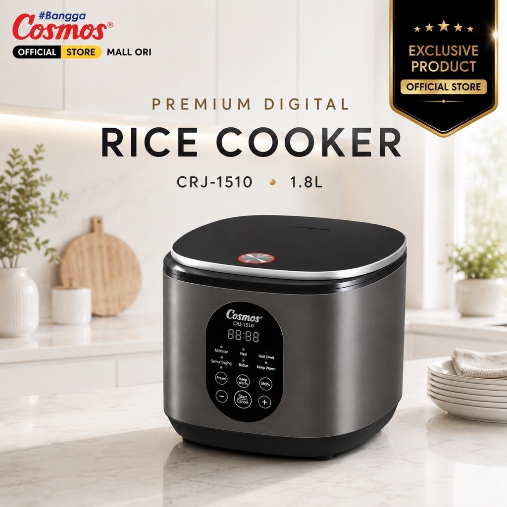 Foto Cosmos Cosmos Rice Cooker Digital CRJ-1510 1.8L Panel Digital 6in1