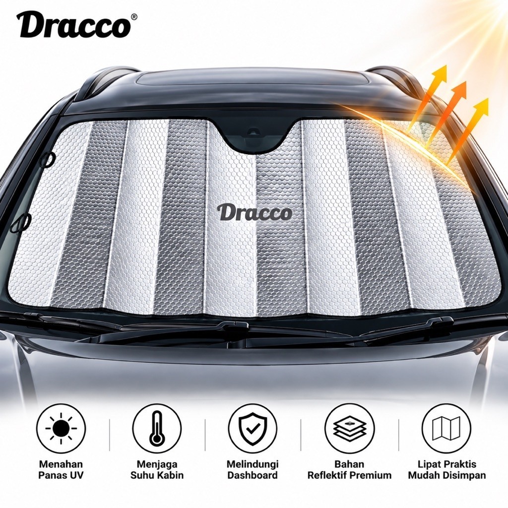 Foto Dracco Dracco Sunshield Mobil Premium Pelindung Kaca Depan Anti