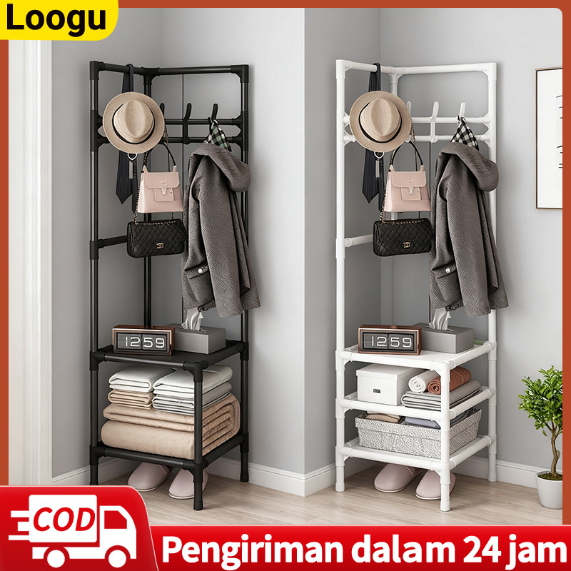Foto LOOGU Loogu Rak Gantungan Baju Sudut Serbaguna Hemat Ruang