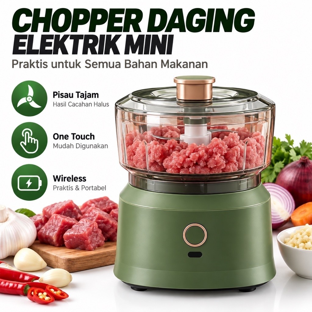 Foto KUSUMA HOME SOLUTION Chopper Daging Elektrik Mini Portable Penggiling Bumbu
