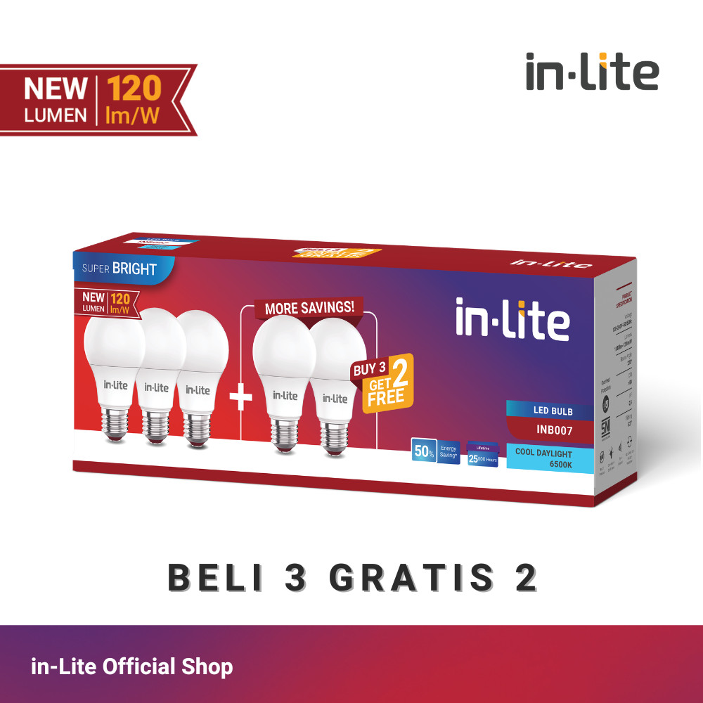 Foto In-Lite In-Lite Paket Bohlam INB007 Beli 3 Gratis 2