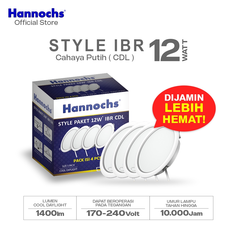 Foto HANNOCHS Hannochs Lampu Downlight LED Style 12W IBR isi 4pcs Cahaya